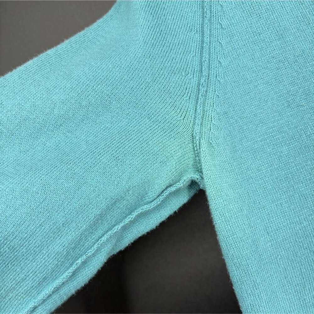 American Eagle Outfitters Women's V-Neck Hooded Sweater M Teal Logo Y2k Preppy - Picture 8 of 12